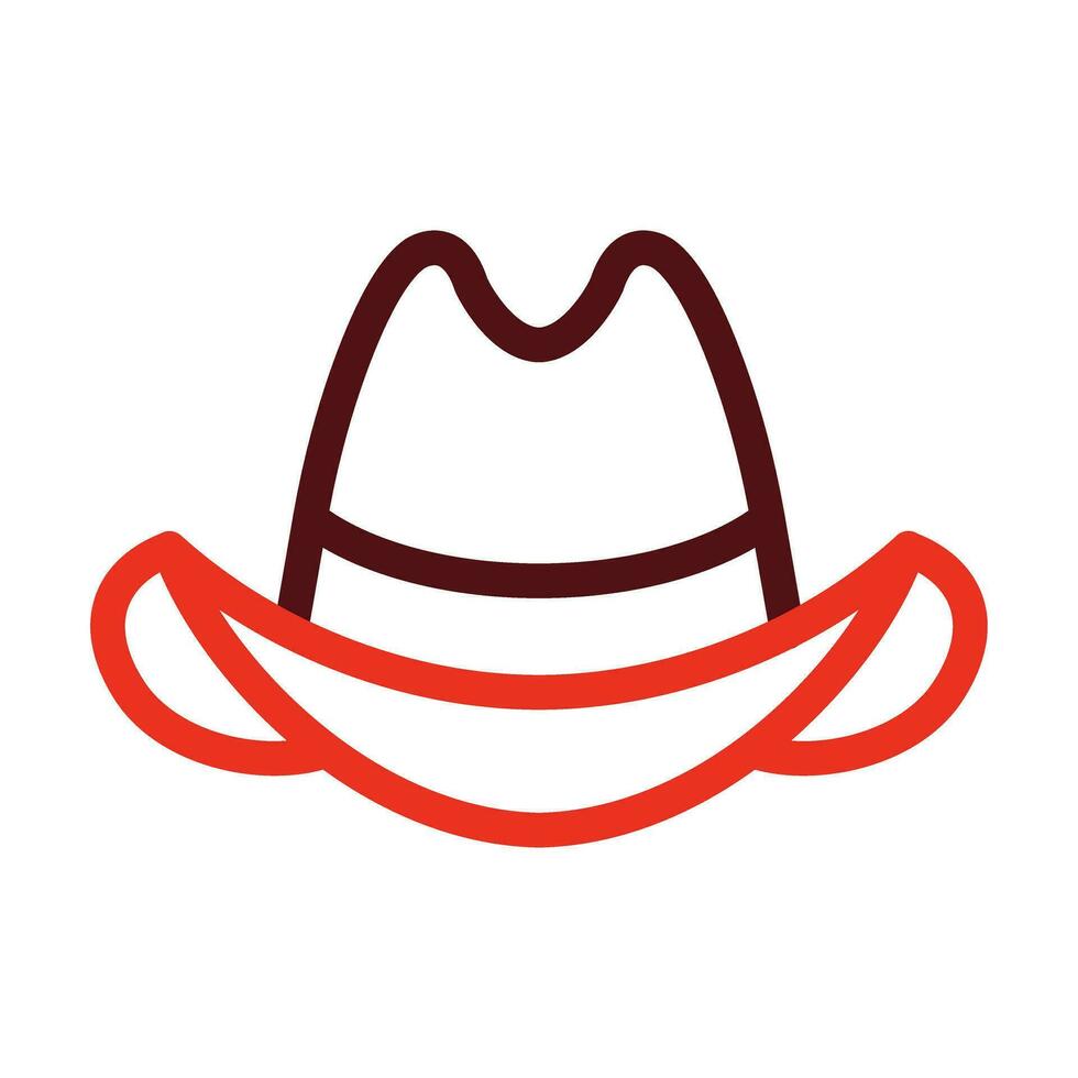 Cowboy Hat Vector Thick Line Two Color Icons For Personal And Commercial Use.