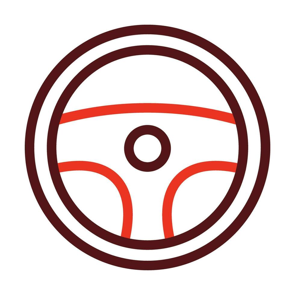 Steering Wheel Vector Thick Line Two Color Icons For Personal And Commercial Use.