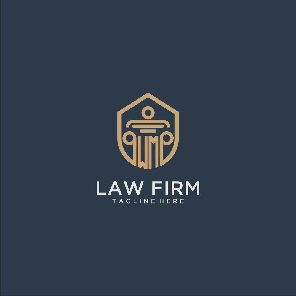 WM initial monogram for lawfirm logo ideas with creative polygon style design vector