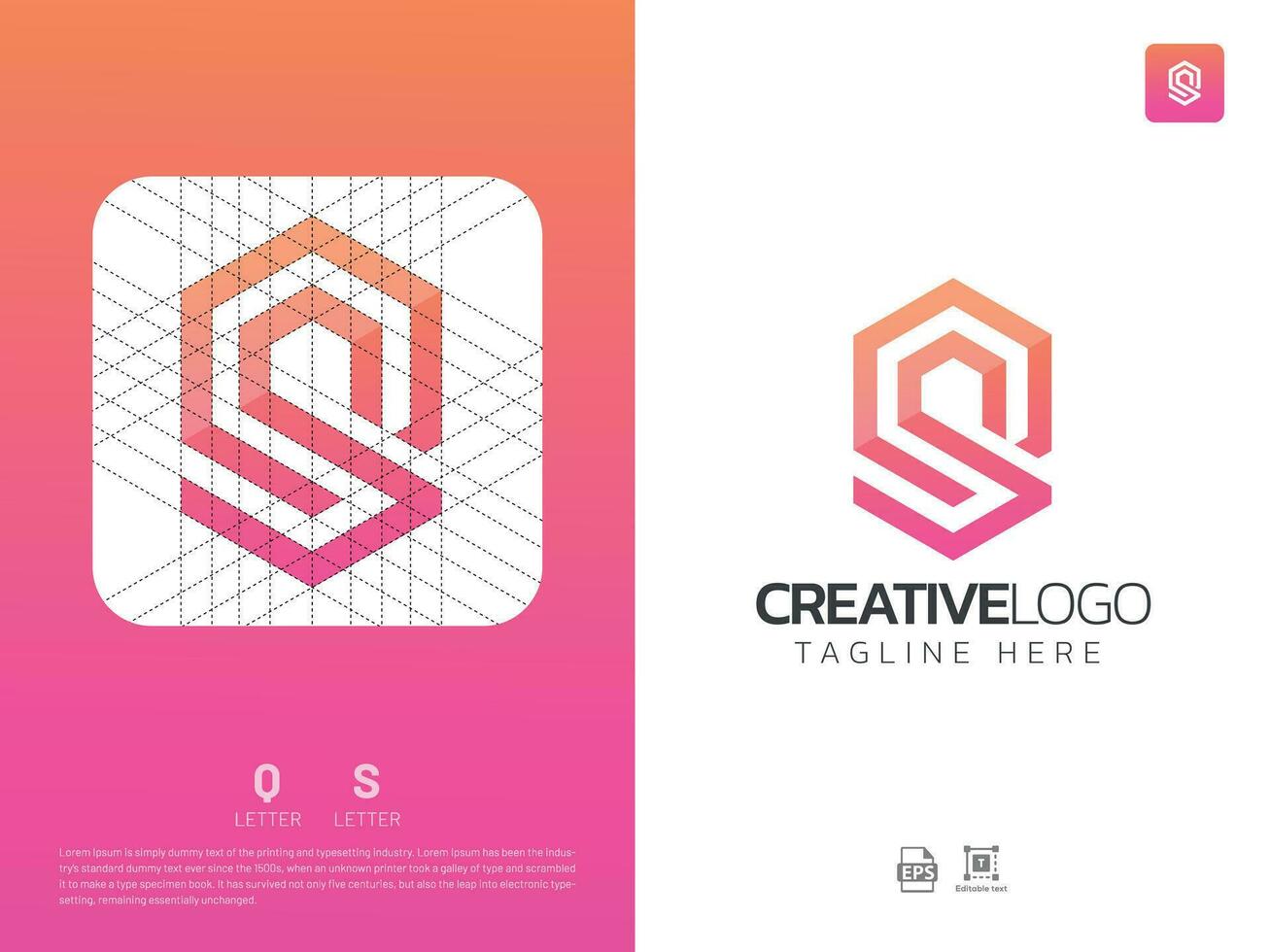 Letter QS monogram initial logo, geometric, modern, gradient, grid logo vector
