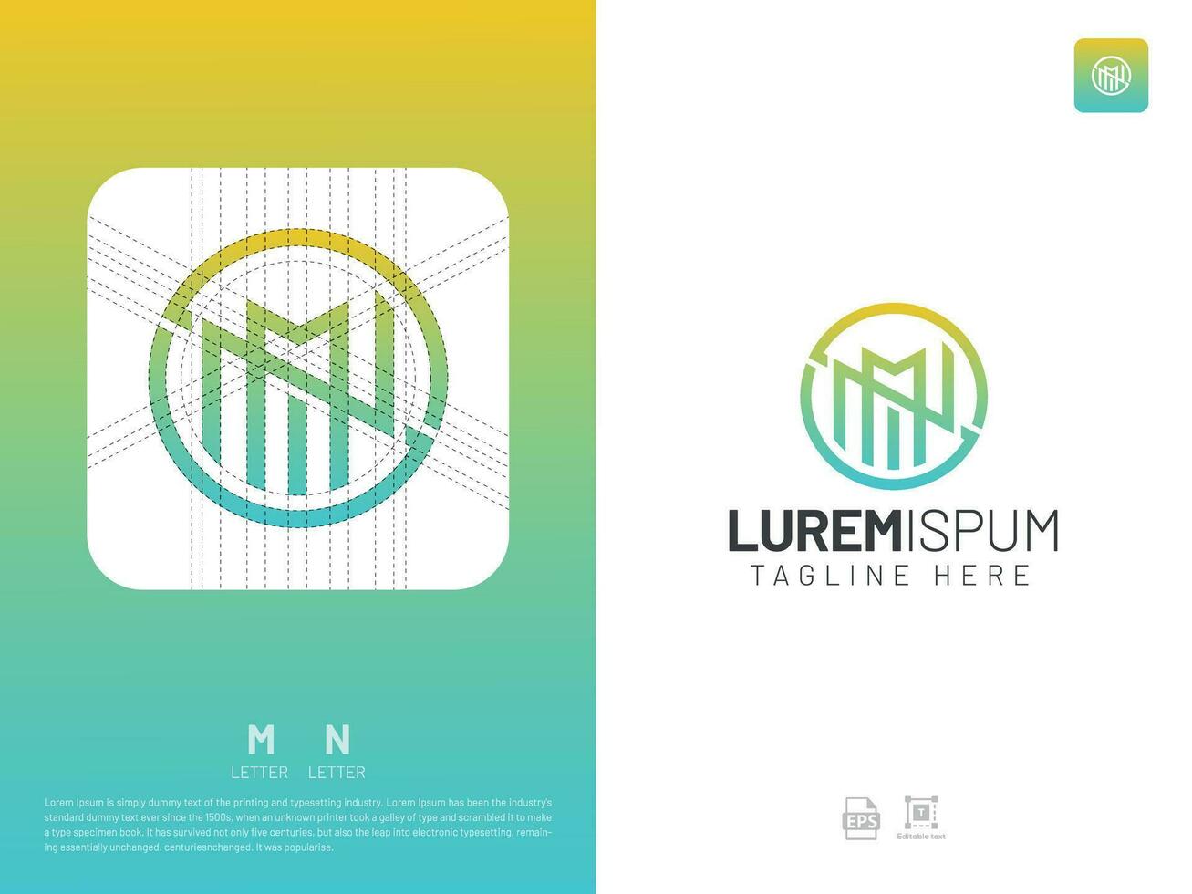 Letter MN monogram initial logo, geometric, modern, gradient, grid logo vector