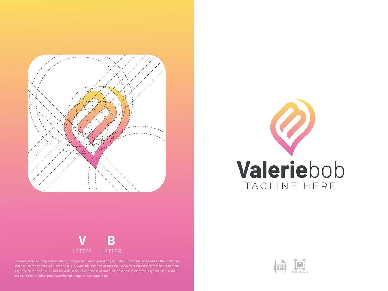 Letter VB monogram initial logo, geometric, modern, gradient, grid logo vector