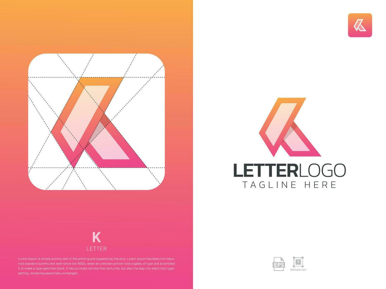 Letter K monogram initial logo, geometric, modern, gradient, grid logo vector