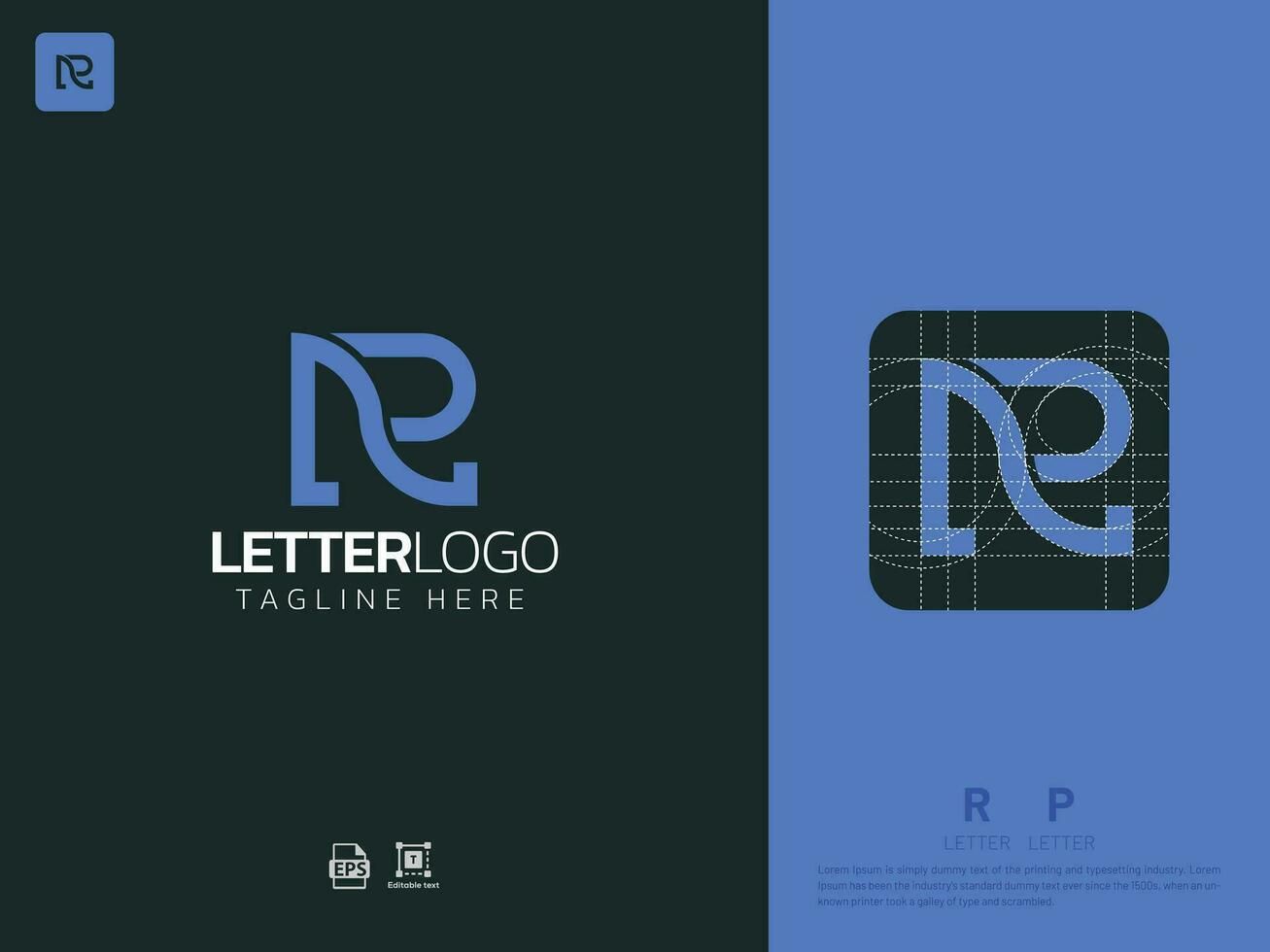 Letter RP monogram initial logo, geometric, modern, gradient, grid logo vector