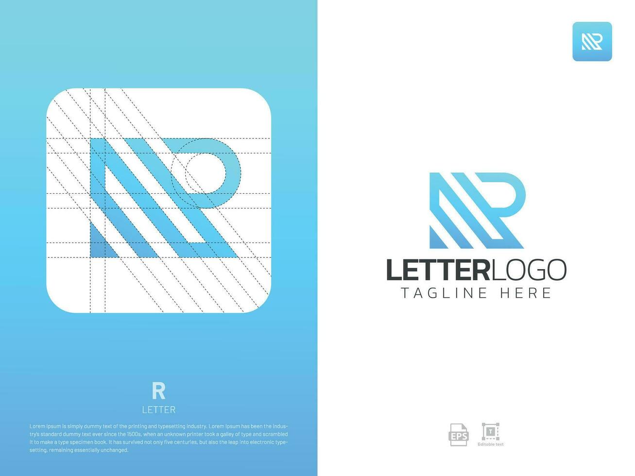 Letter R monogram initial logo, geometric, modern, gradient, grid logo vector