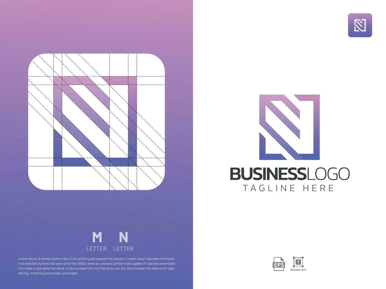 Letter MN monogram initial logo, geometric, modern, gradient, grid logo vector