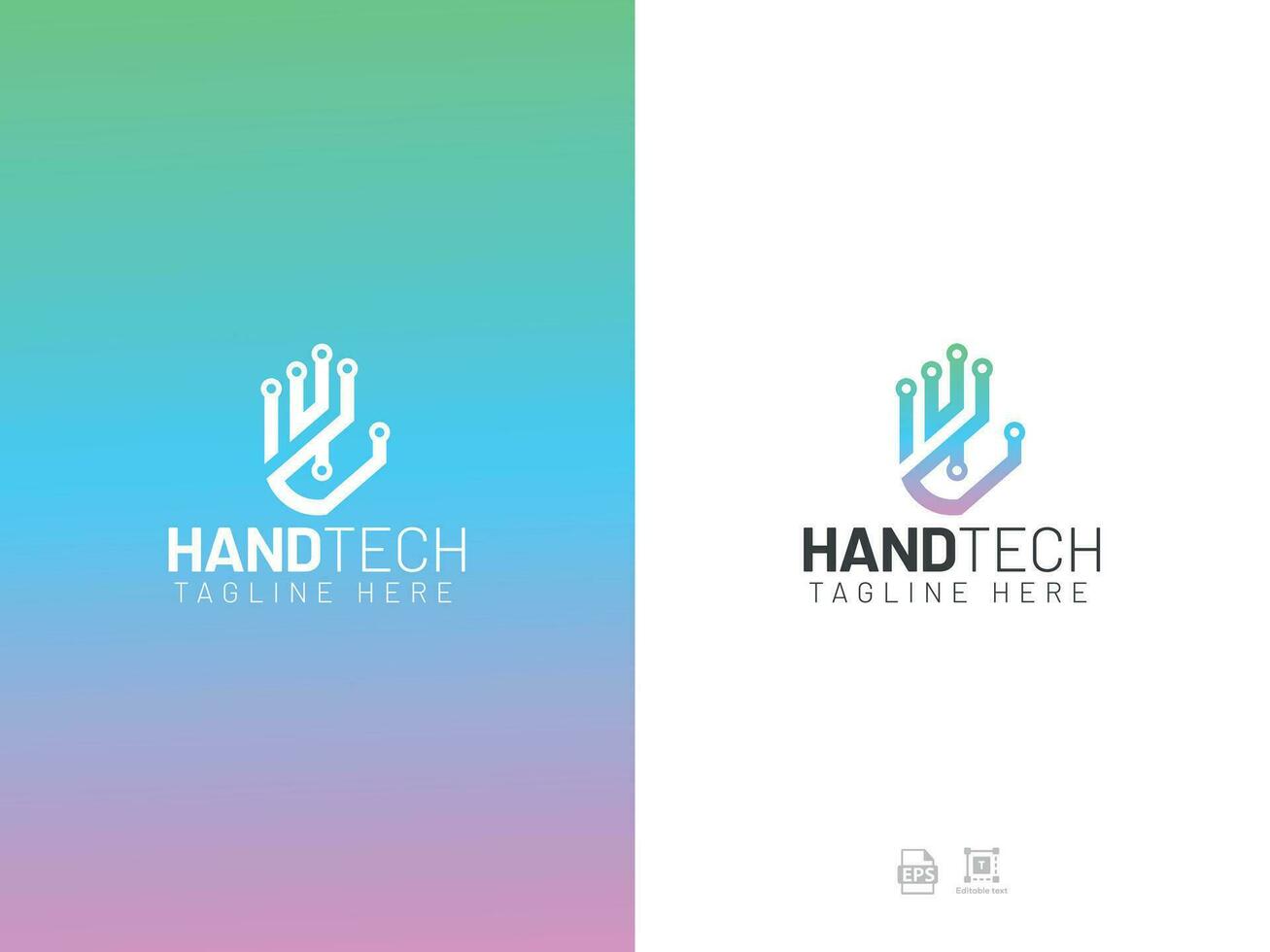 Hand Tech logo design vector