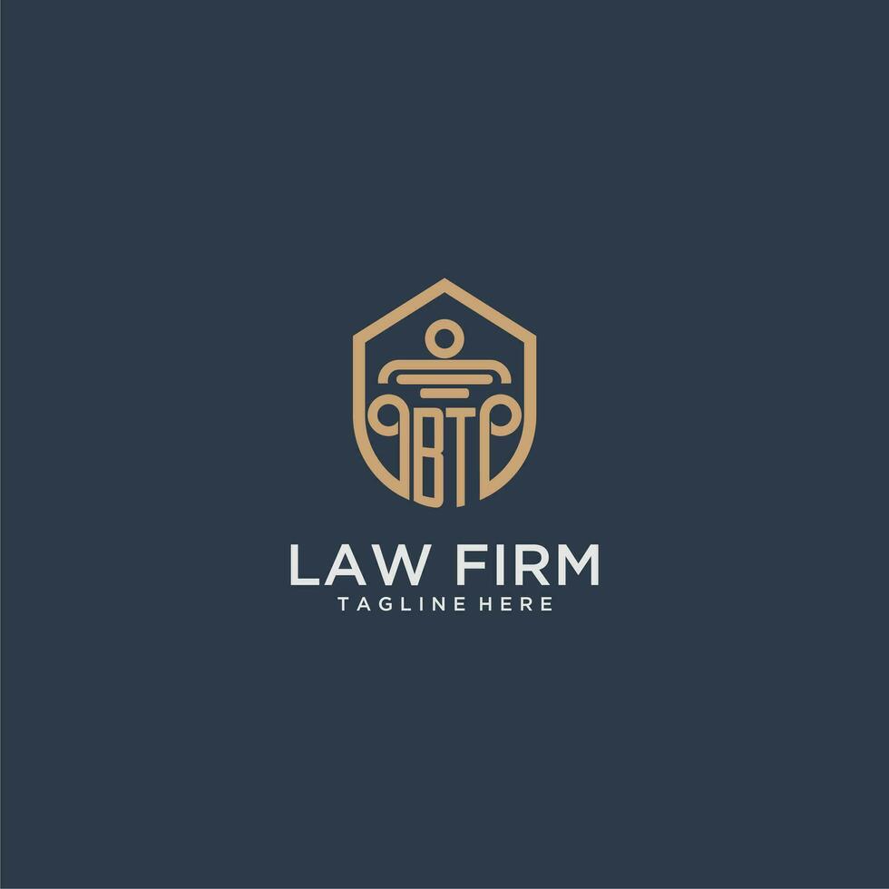 BT initial monogram for lawfirm logo ideas with creative polygon style design vector