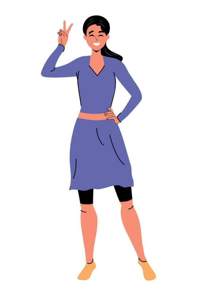 Girl in flat style. Isolated. Vector Illustration. White background