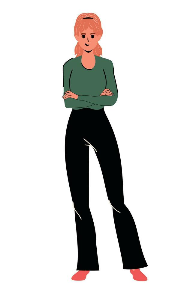 Girl in flat style. Isolated. Vector Illustration. White background. Idea