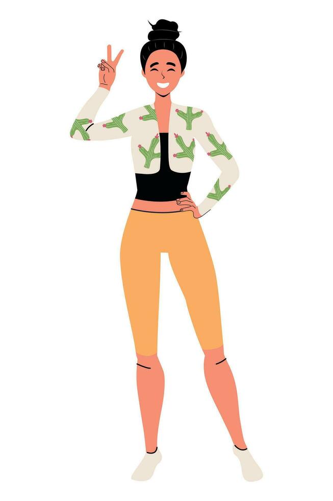 Girl flat trendy design. Isolated. Vector Illustration. White background