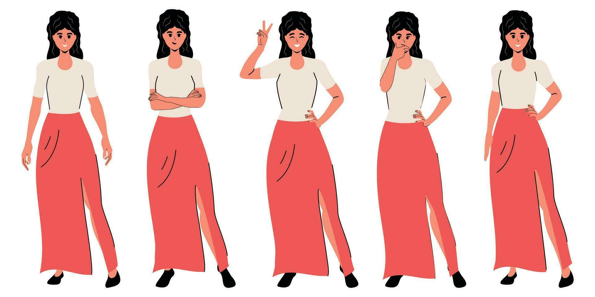 mujer en plano estilo. aislado. vector ilustración. blanco antecedentes