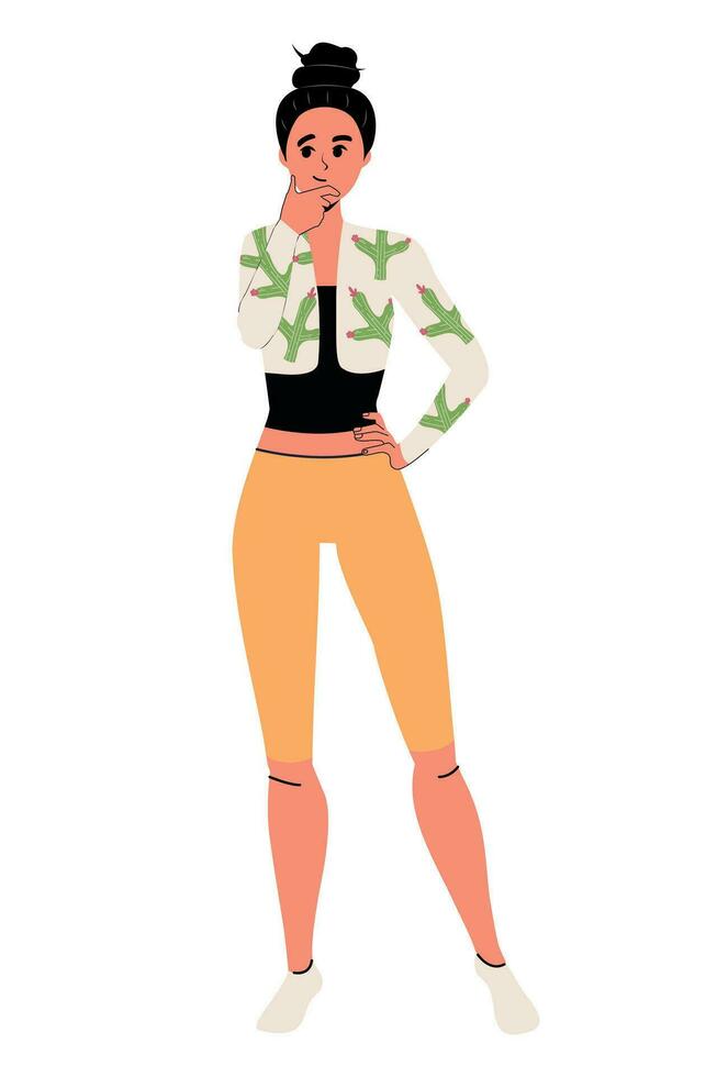 Girl in flat style. Isolated. Vector Illustration. White background. Person