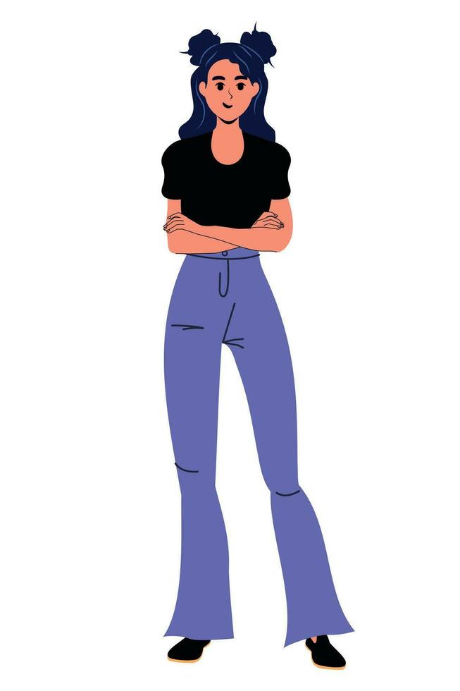 Girl flat trendy design. Isolated. Vector Illustration. White background