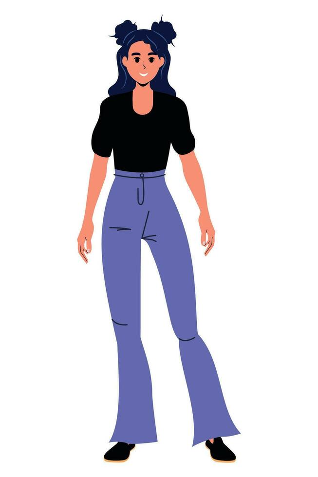 Girl in flat style. Isolated. Vector Illustration. White background. Character