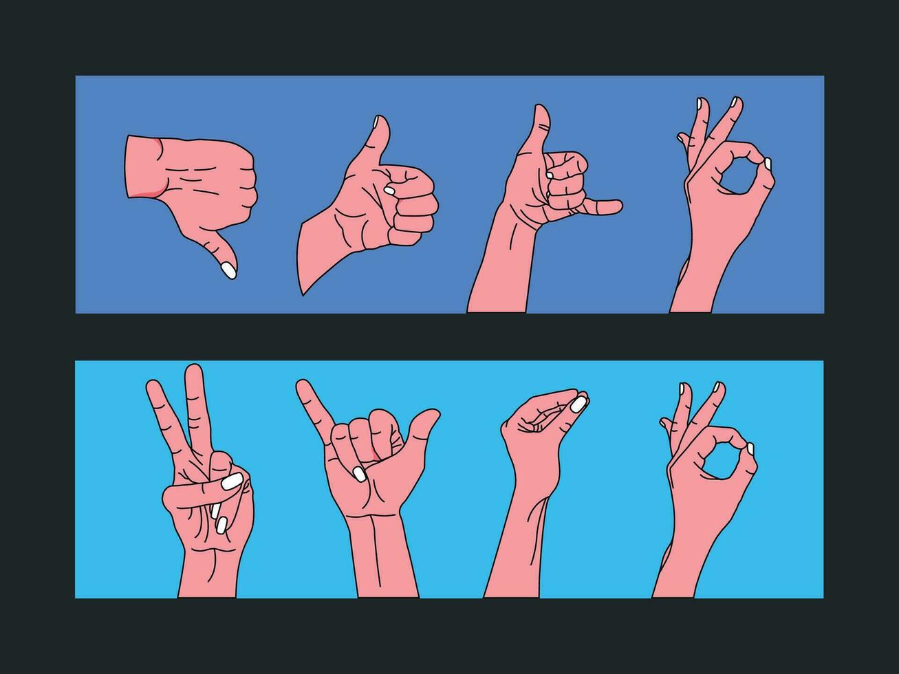 Gesture hands in trendy design vector
