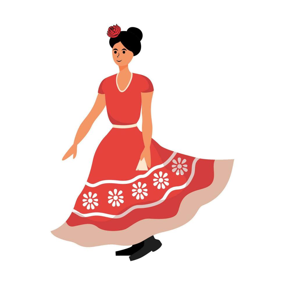 Girl mexican red dress vector