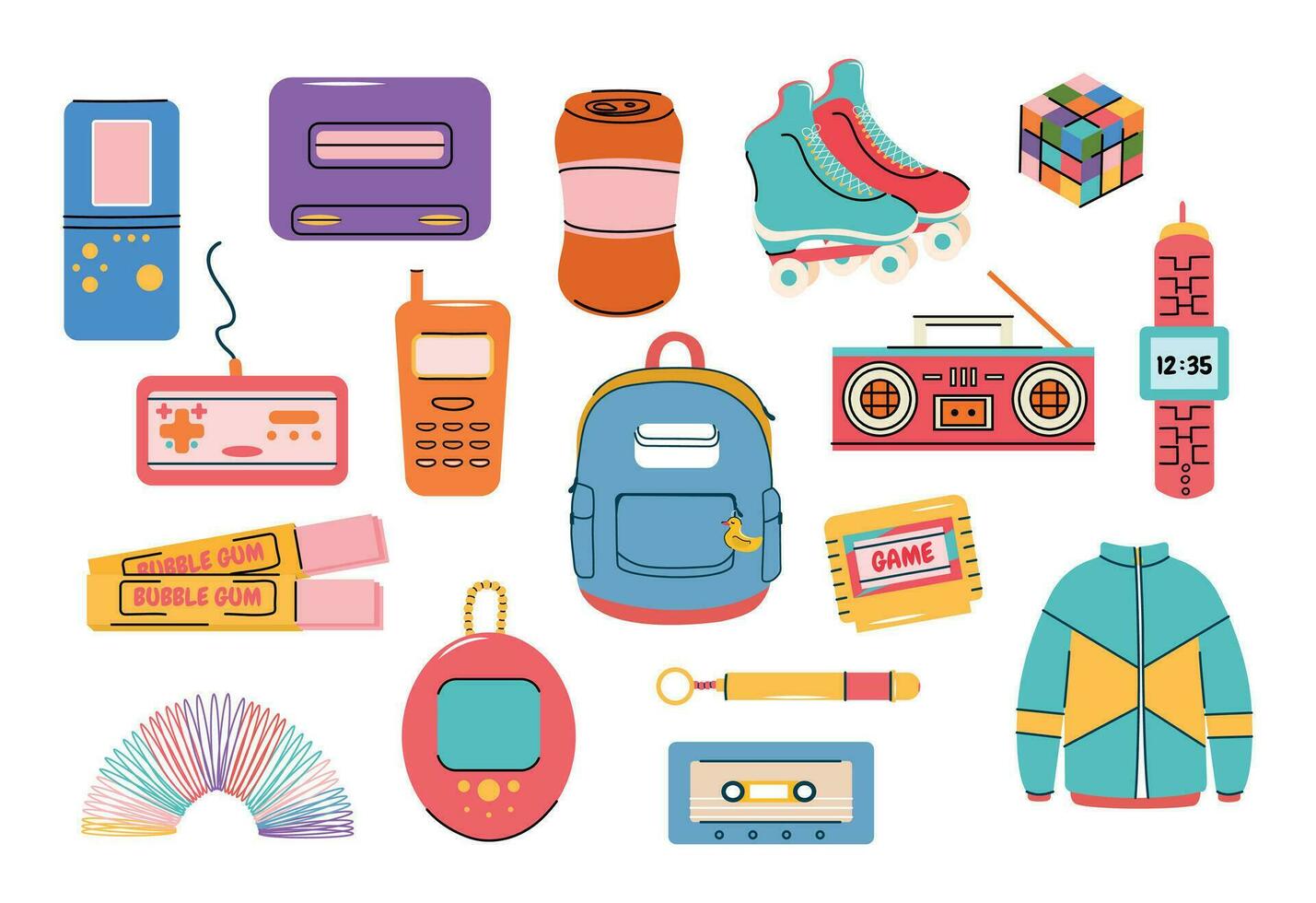 conjunto en 90s estilo vector