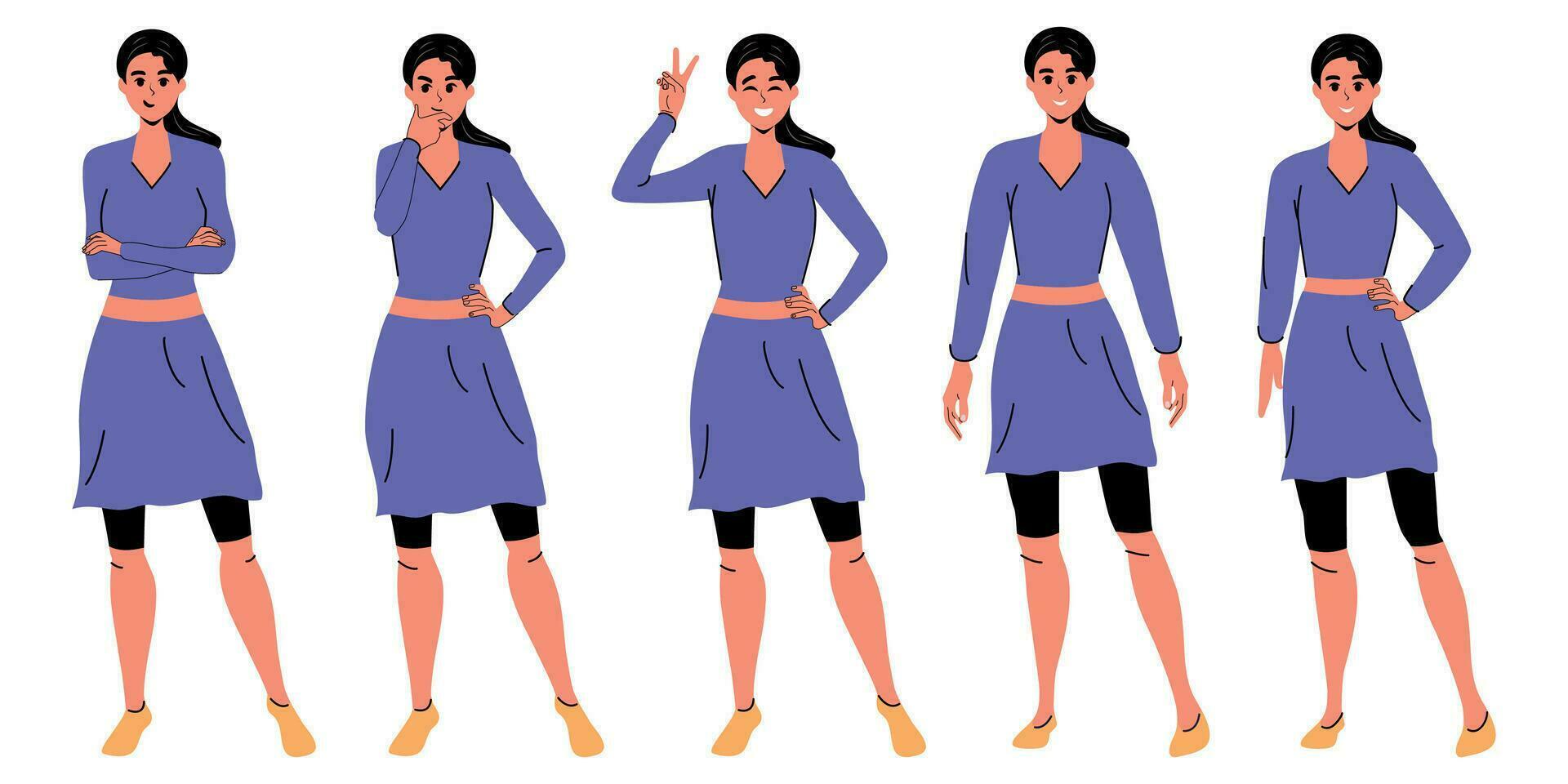 Girl set flat vector