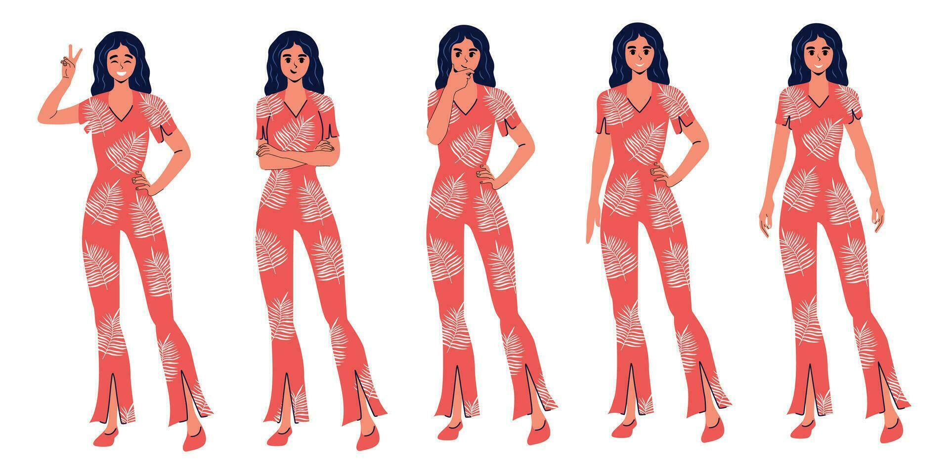 Girls set  flat vector