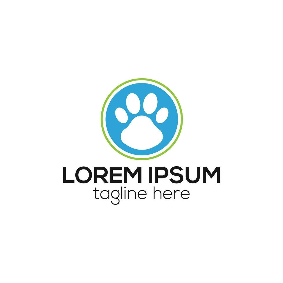 Animal footprint logo. Dog, cat paw logo. Animal track, walk logo design vector template