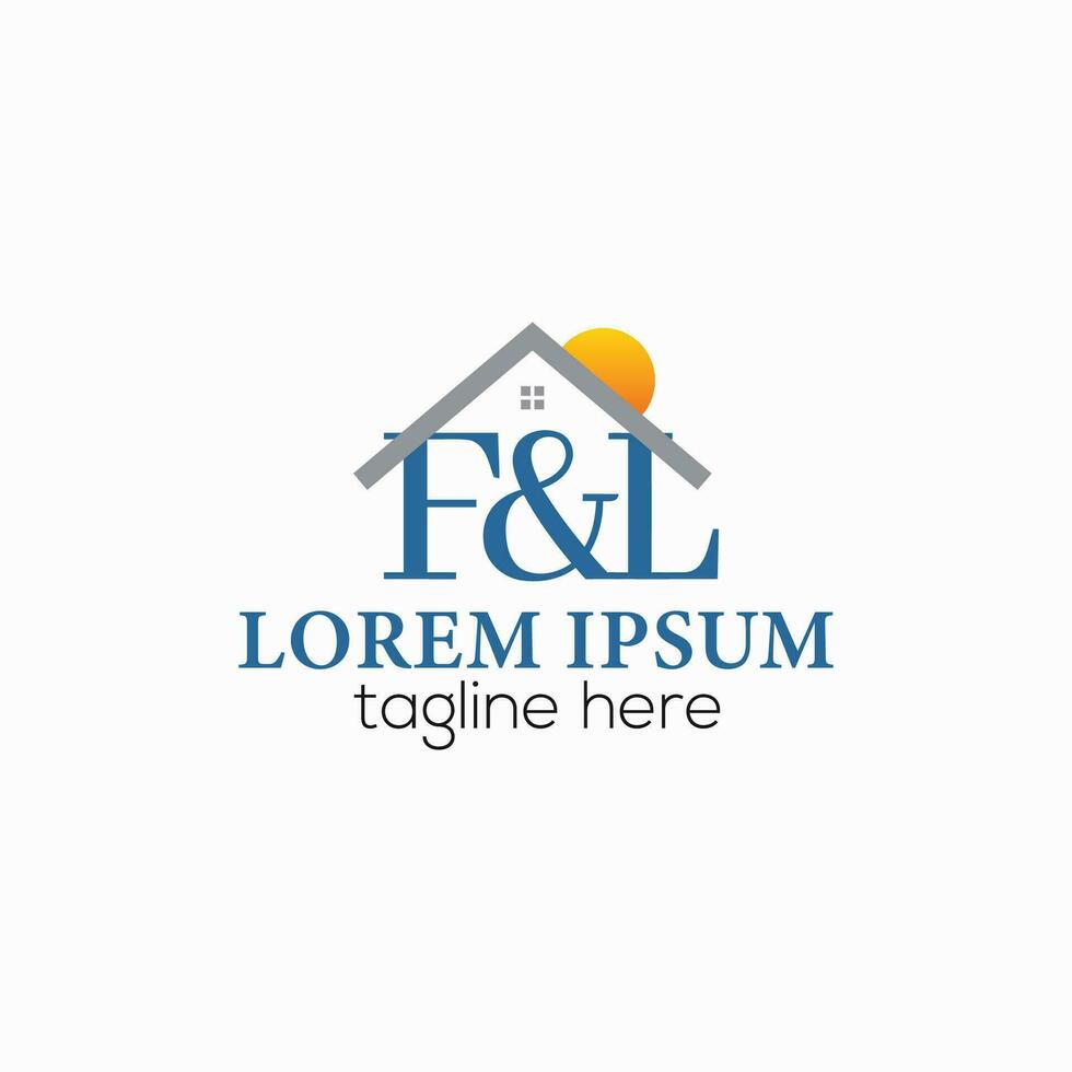 FL, LF initial monogram real estate logo. FL, LF minimalist house logo design vector template