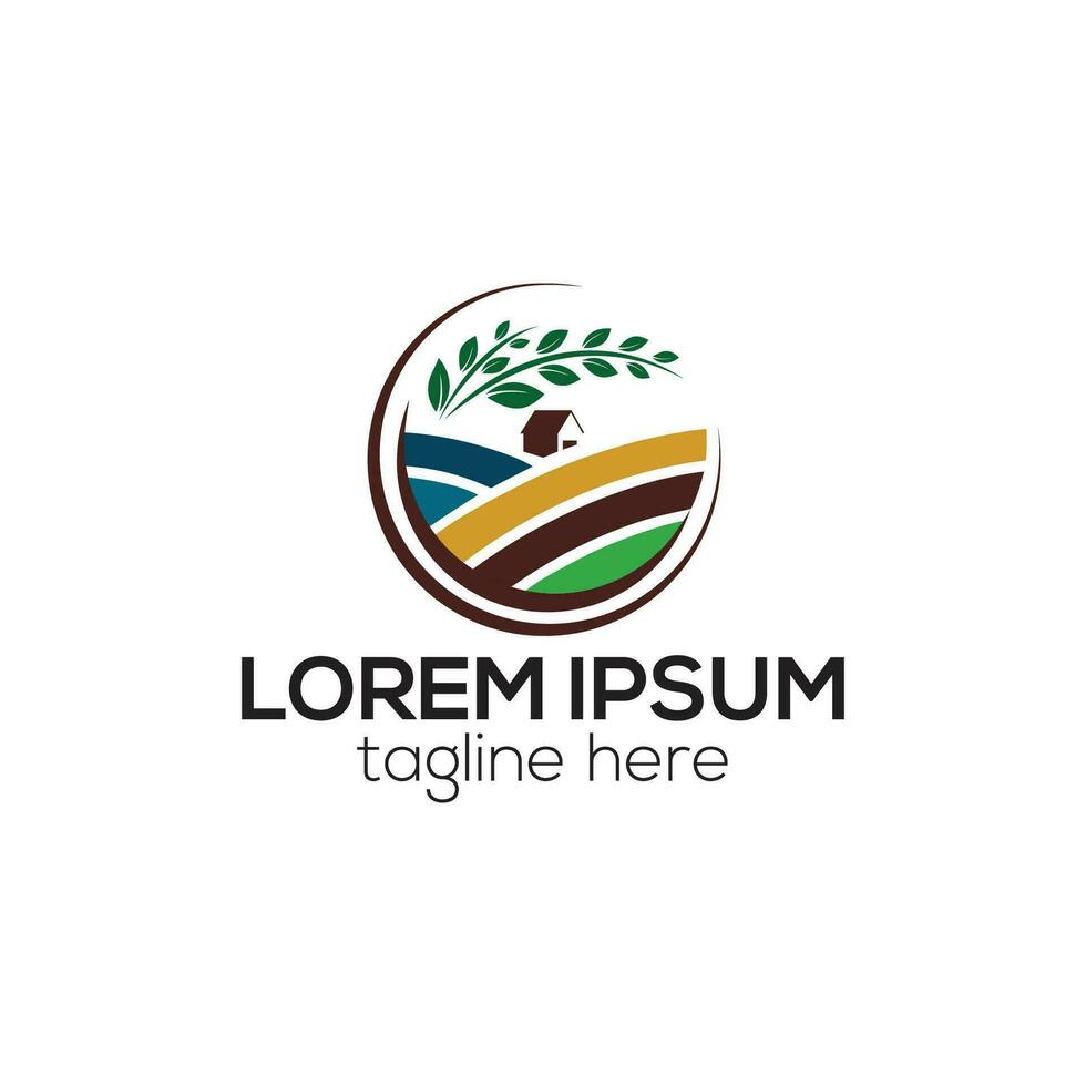 Agriculture farming logo and eco-farm logo design isolated vector template