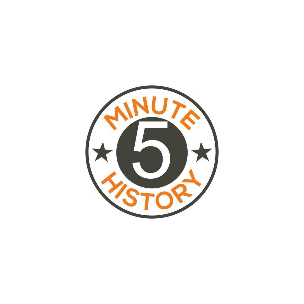 5 minutes timer monogram logo stopwatch, cooking time label design isolated vector template