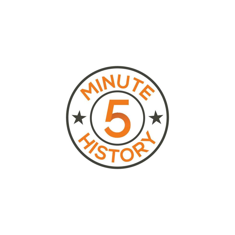 5 minutes timer monogram logo stopwatch, cooking time label design isolated vector template