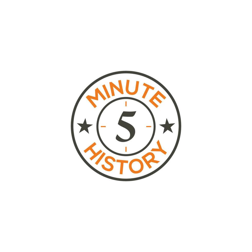 5 minutes timer monogram logo stopwatch, cooking time label design isolated vector template