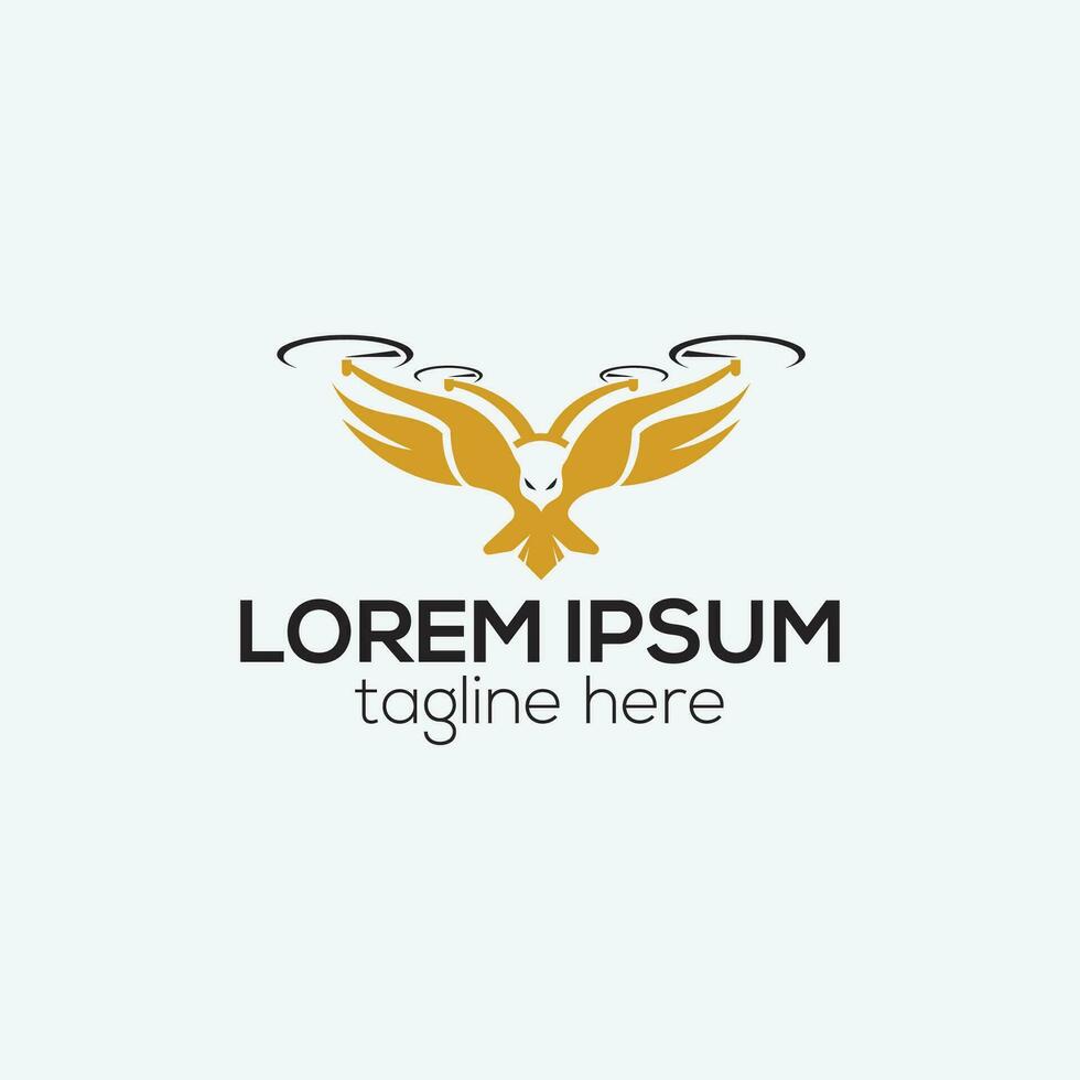 Eagle and Drone logo design. Clean and modern drone service logo design vector template