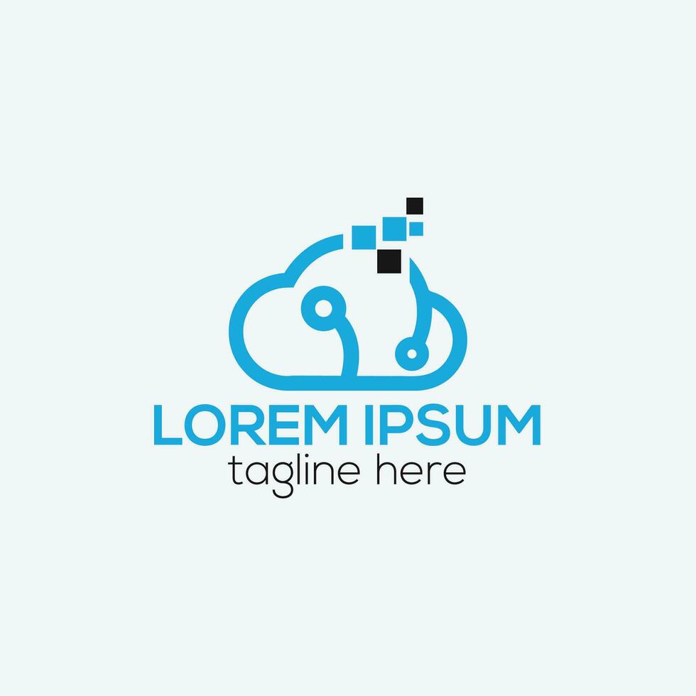 Cloud security innovate tech logo design isolated vector template