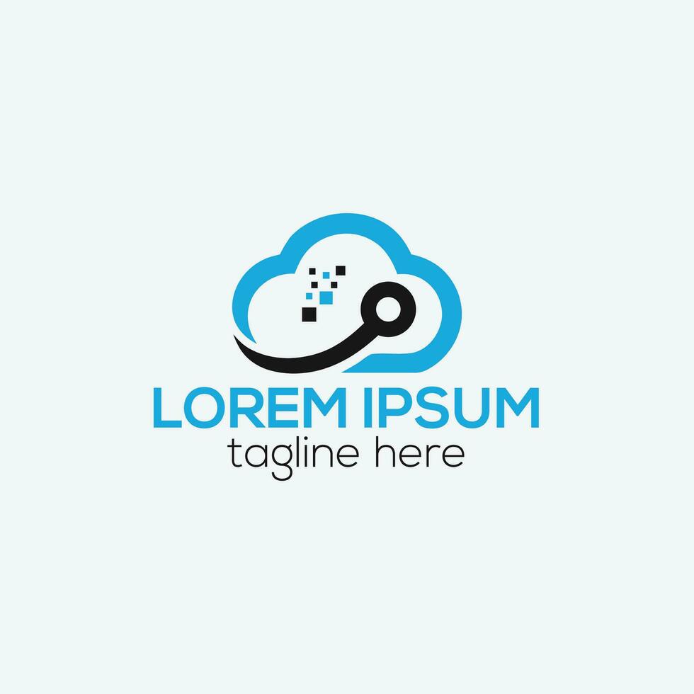 Cloud security innovate tech logo design isolated vector template
