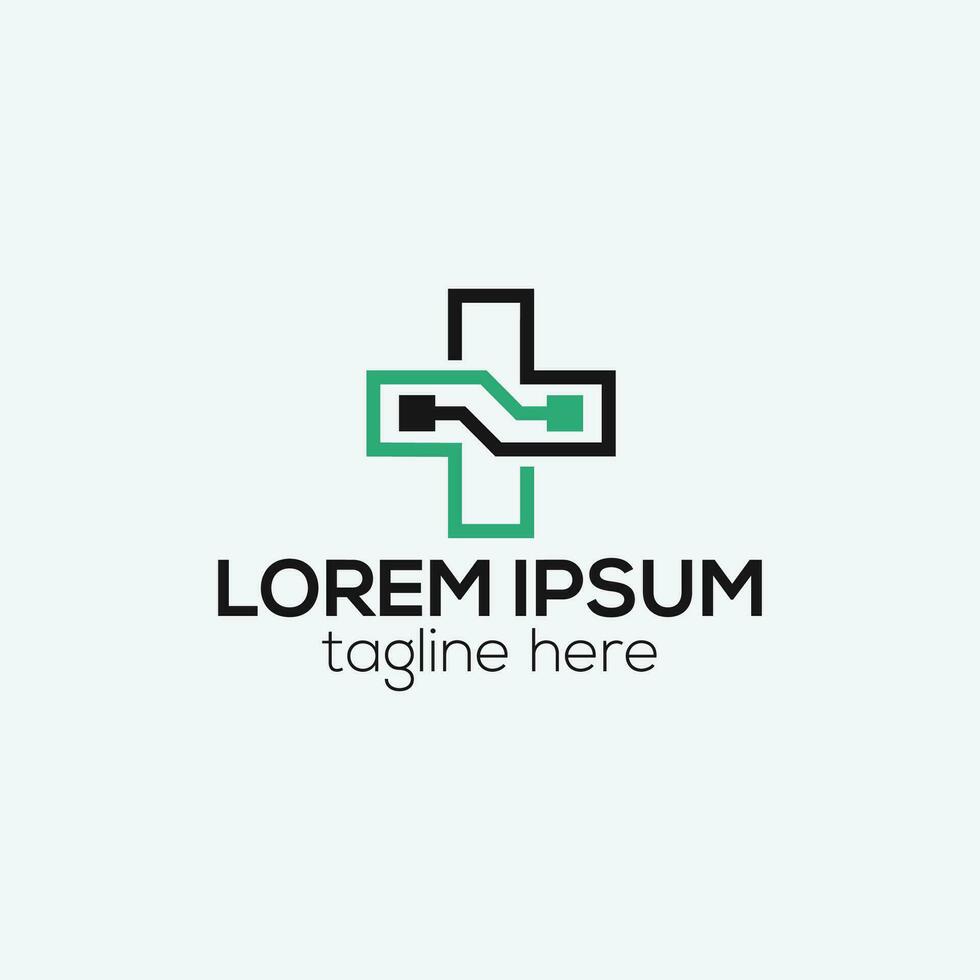 Digital medical healthcare logo design vector template