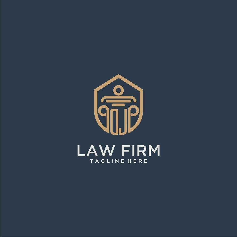 oj inicial monograma para bufete de abogados logo ideas con creativo polígono estilo diseño vector