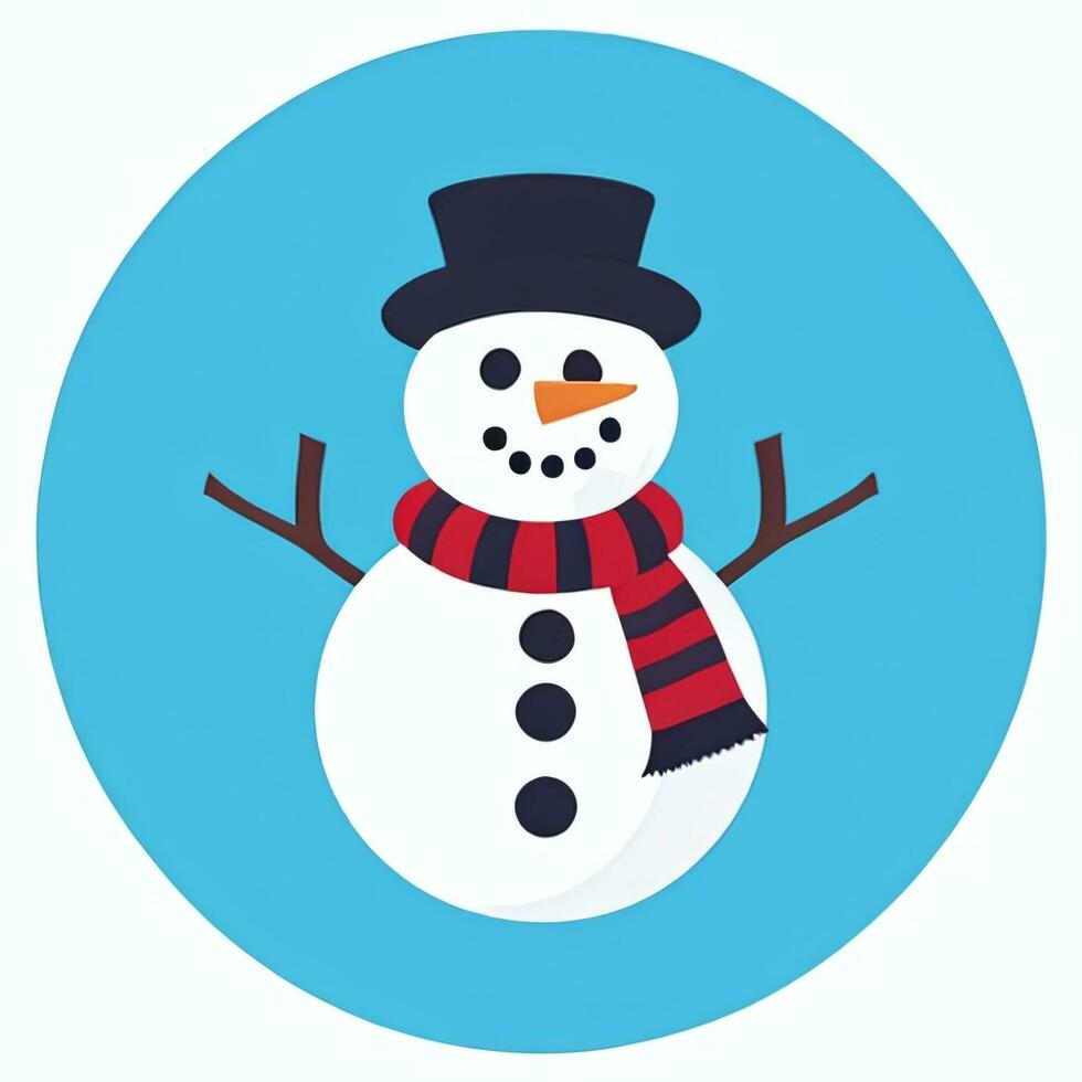 AI generated Snowman Clip Art Icon Sticker Christmas Decoration Simple Background photo