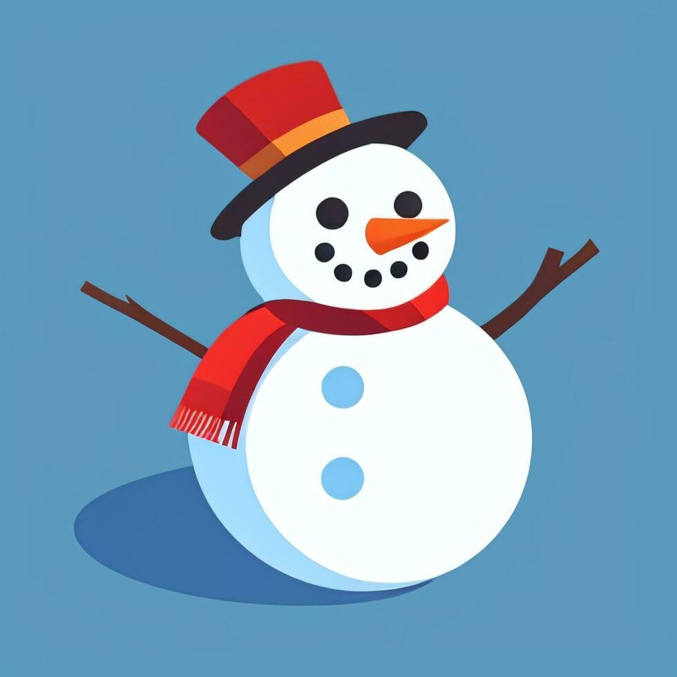 AI generated Snowman Clip Art Icon Sticker Christmas Decoration Simple Background photo
