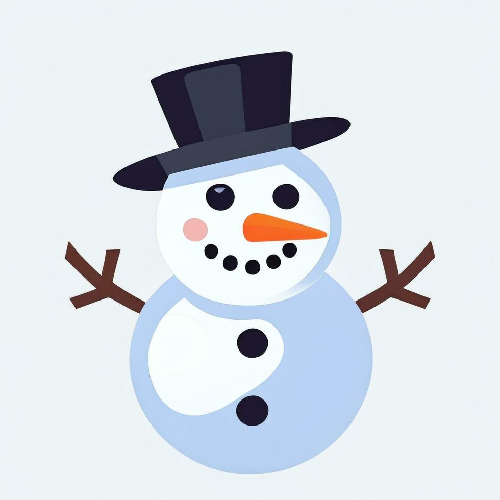 AI generated Snowman Clip Art Icon Sticker Christmas Decoration Simple Background photo