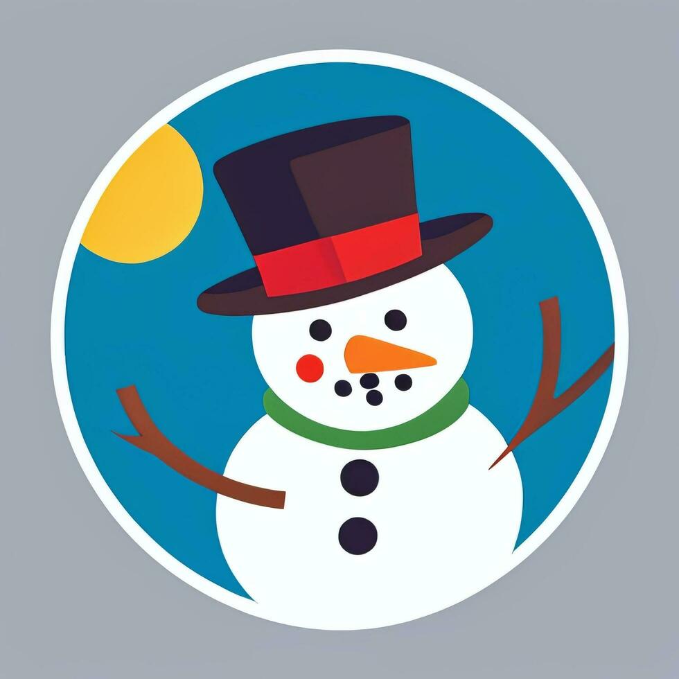 AI generated Snowman Clip Art Icon Sticker Christmas Decoration Simple Background photo