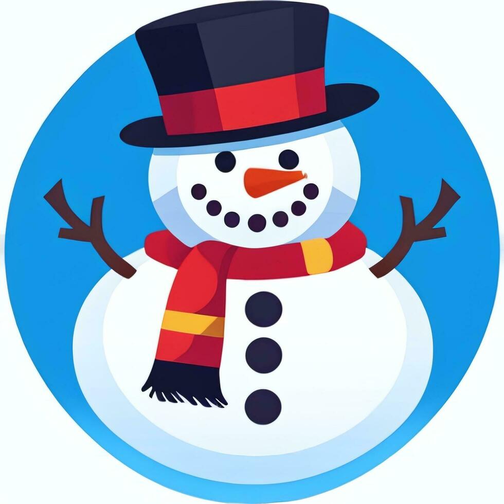 AI generated Snowman Clip Art Icon Sticker Christmas Decoration Simple Background photo