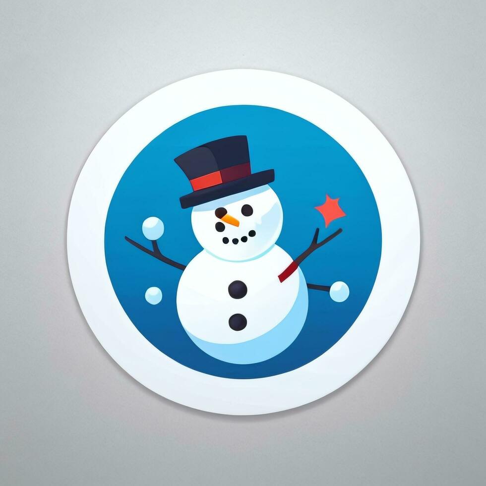 AI generated Snowman Clip Art Icon Sticker Christmas Decoration Simple Background photo