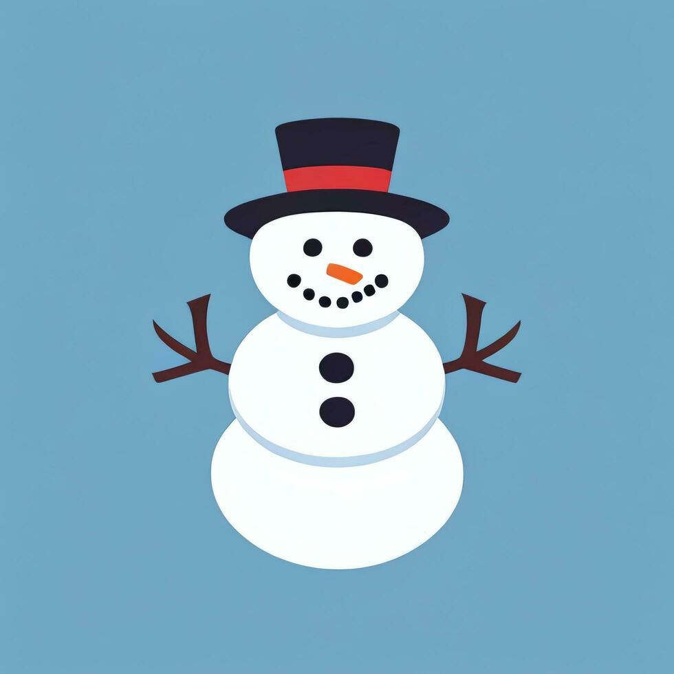 AI generated Snowman Clip Art Icon Sticker Christmas Decoration Simple Background photo