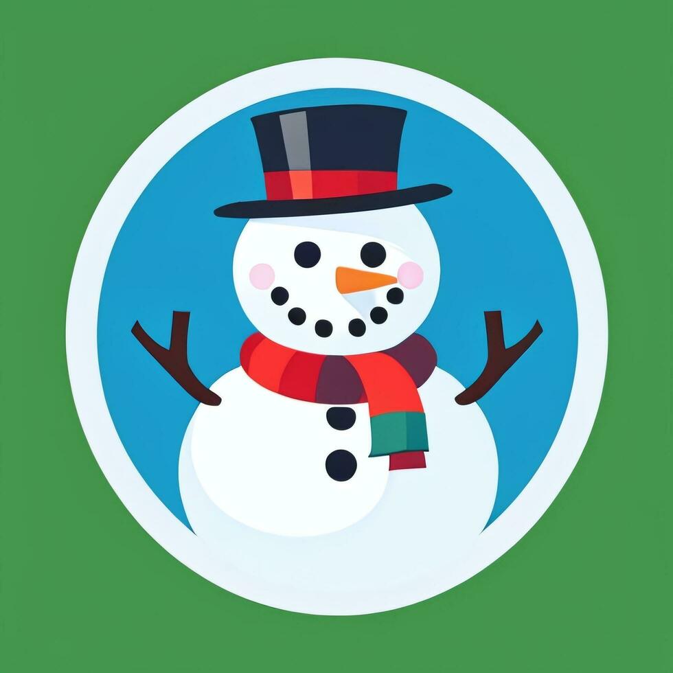 AI generated Snowman Clip Art Icon Sticker Christmas Decoration Simple Background photo