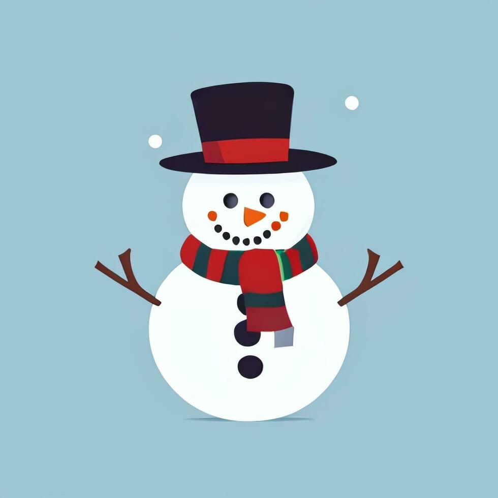 AI generated Snowman Clip Art Icon Sticker Christmas Decoration Simple Background photo