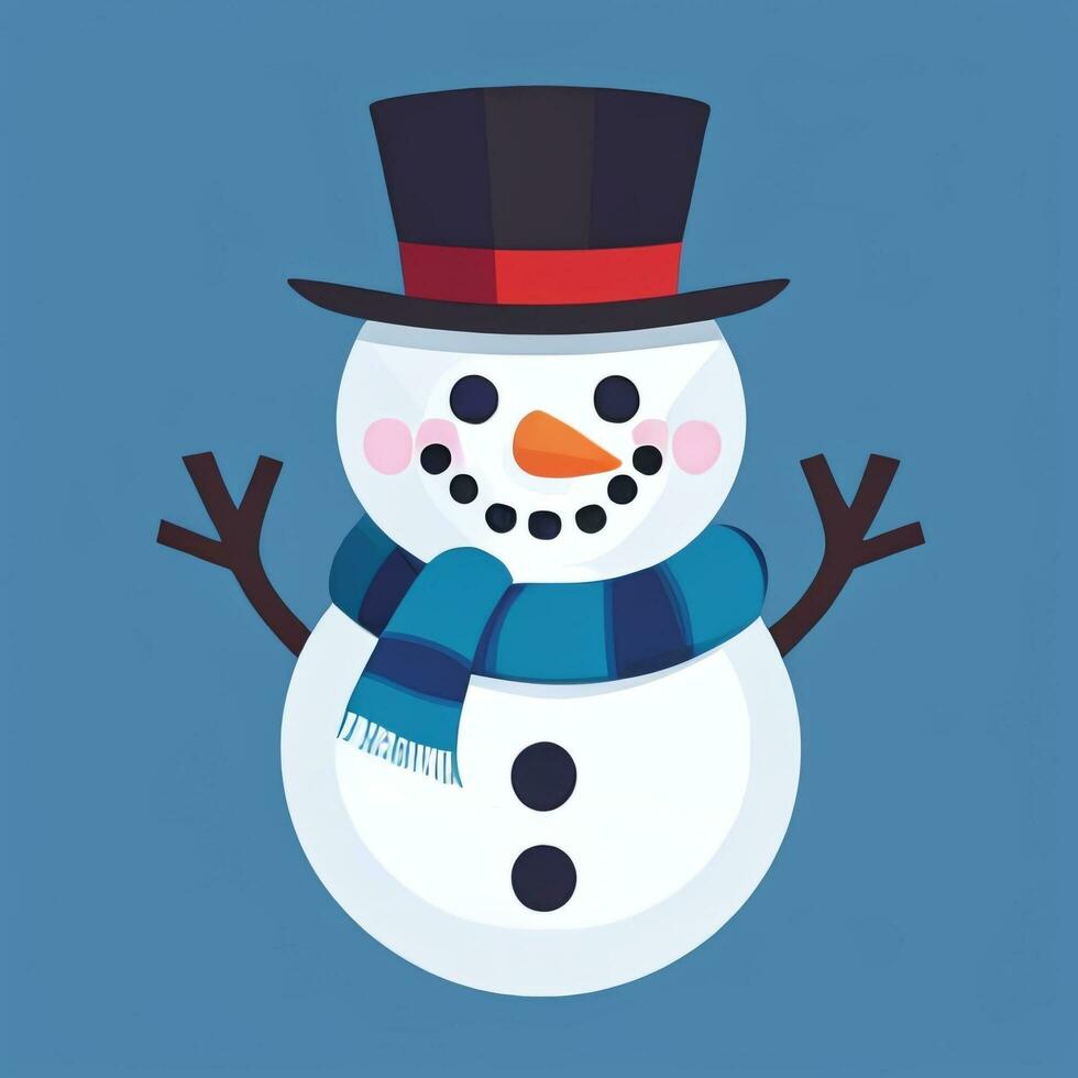 AI generated Snowman Clip Art Icon Sticker Christmas Decoration Simple Background photo