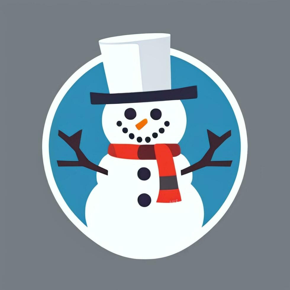 AI generated Snowman Clip Art Icon Sticker Christmas Decoration Simple Background photo