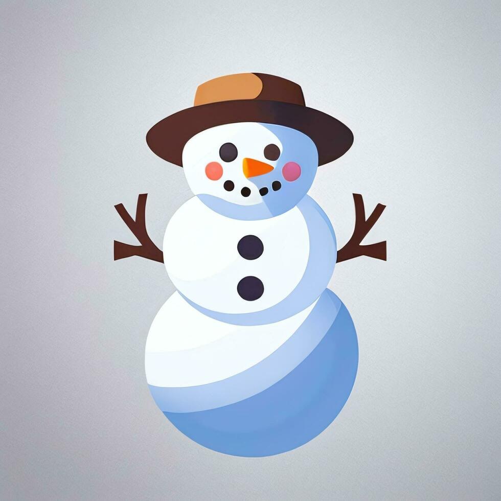 AI generated Snowman Clip Art Icon Sticker Christmas Decoration Simple Background photo