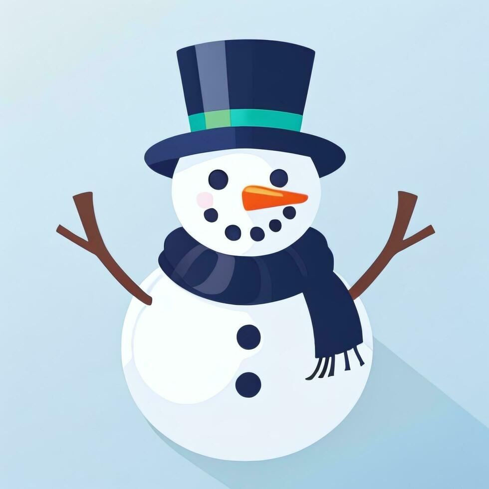 AI generated Snowman Clip Art Icon Sticker Christmas Decoration Simple Background photo
