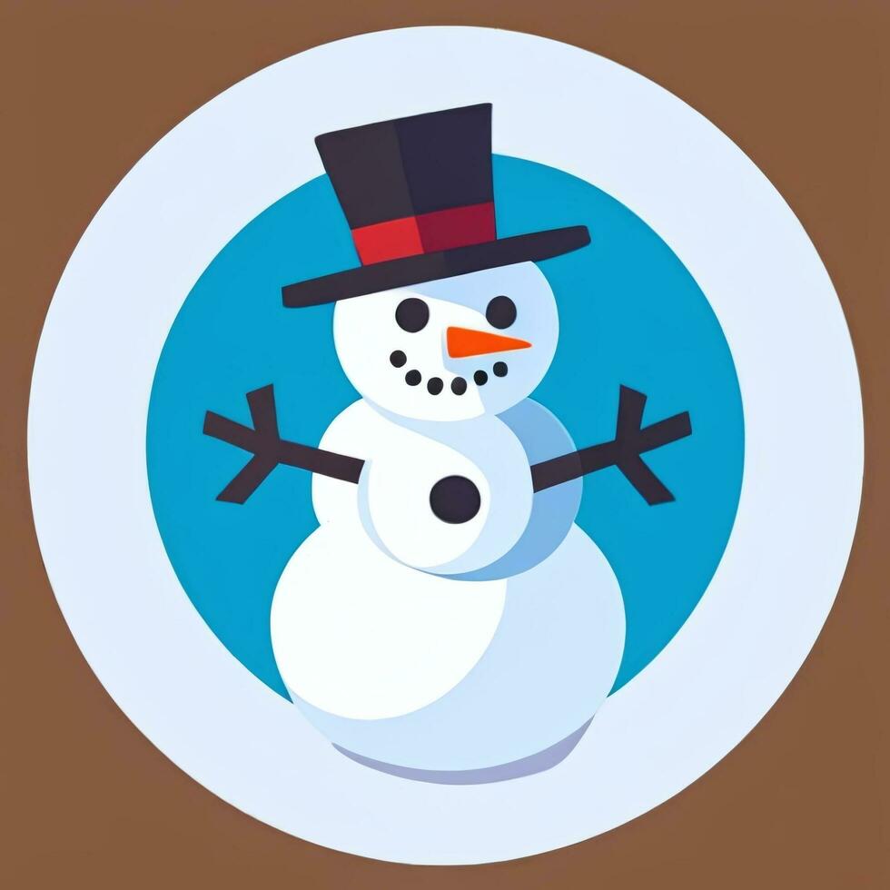 AI generated Snowman Clip Art Icon Sticker Christmas Decoration Simple Background photo