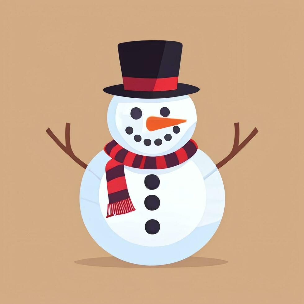 AI generated Snowman Clip Art Icon Sticker Christmas Decoration Simple Background photo